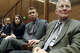FILE: Right to left, San Francisco District Attorney Terence Hallinan, Assistant District Attorney Jim Hammer, Assistant District Attorney Kimberly Guilfoyle Newsom, and Carlos B. Sanchez, assistant bureau chief for the San Francisco bureau of criminal investigation, listen as jurors speak to reporters about their deliberations after the jury delivered the verdict in the San Francisco dog mauling trial in Los Angeles, March 21, 2002.