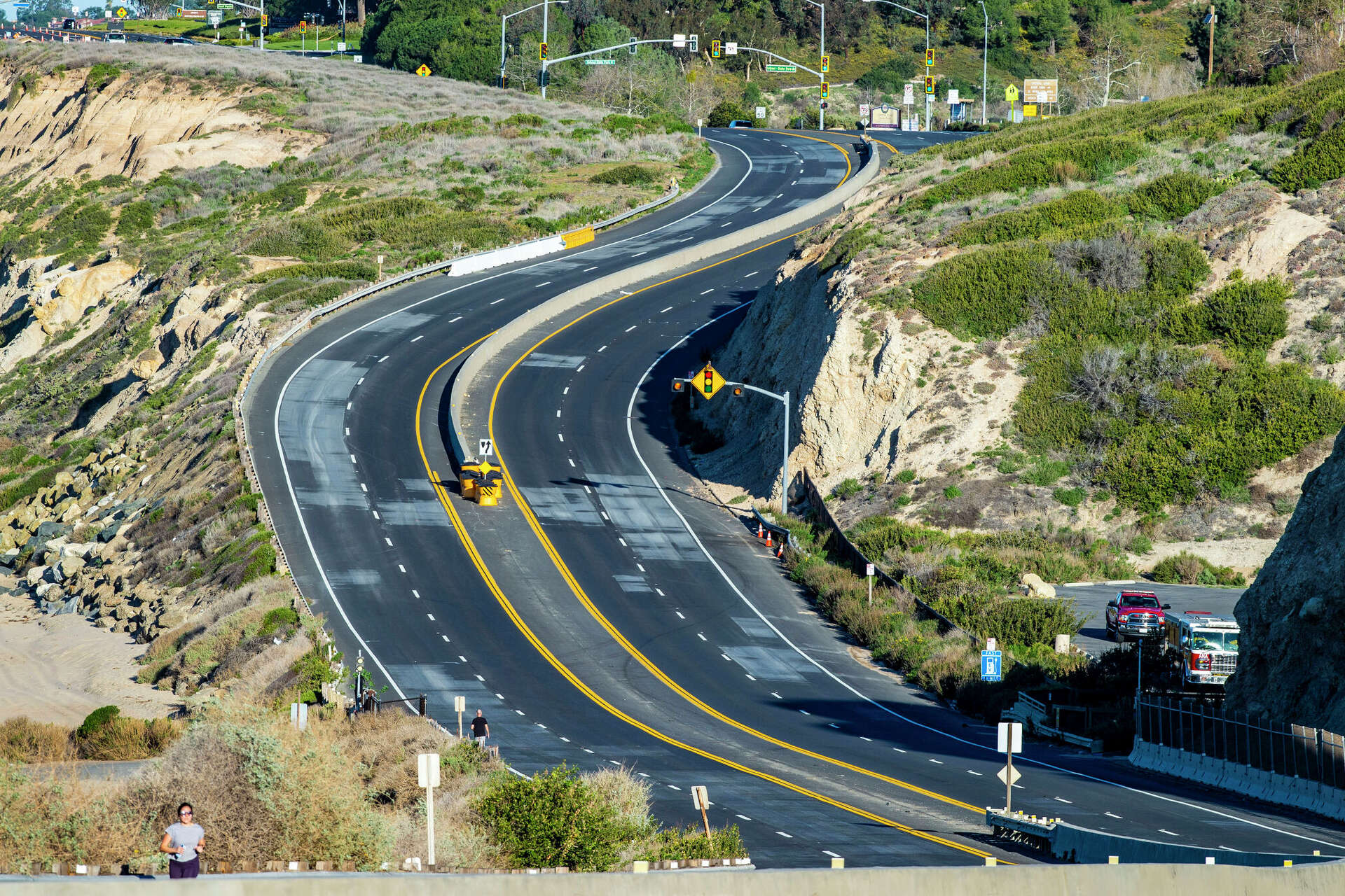 A curvy stretch of the Pacific Coast Highway through the Crystal Cove State Park in Laguna Beach, Calif., on Feb. 10, 2022.