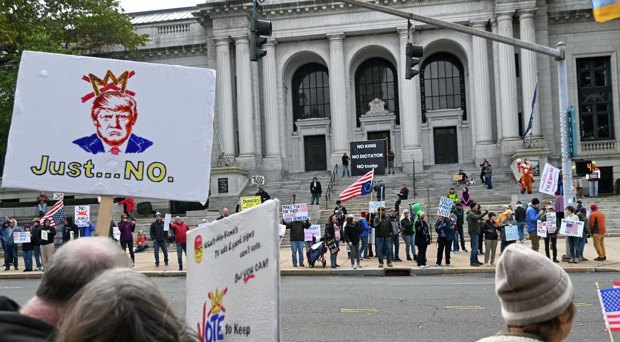 ‘No Kings' protesters fan out across Connecticut with a message: Vote early
