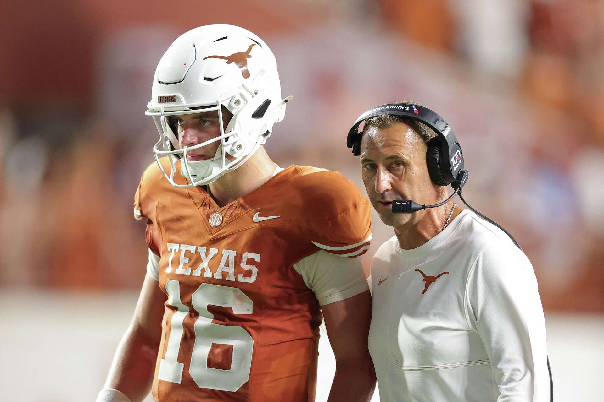 Backup KJ Lacey is getting first-team reps, but the embattled Arch Manning remains the Longhorns' starter, although coach Steve Sarkisian says he needs to see i