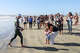 Catherine's sister and nephew welcome her to the beach in Coronado.