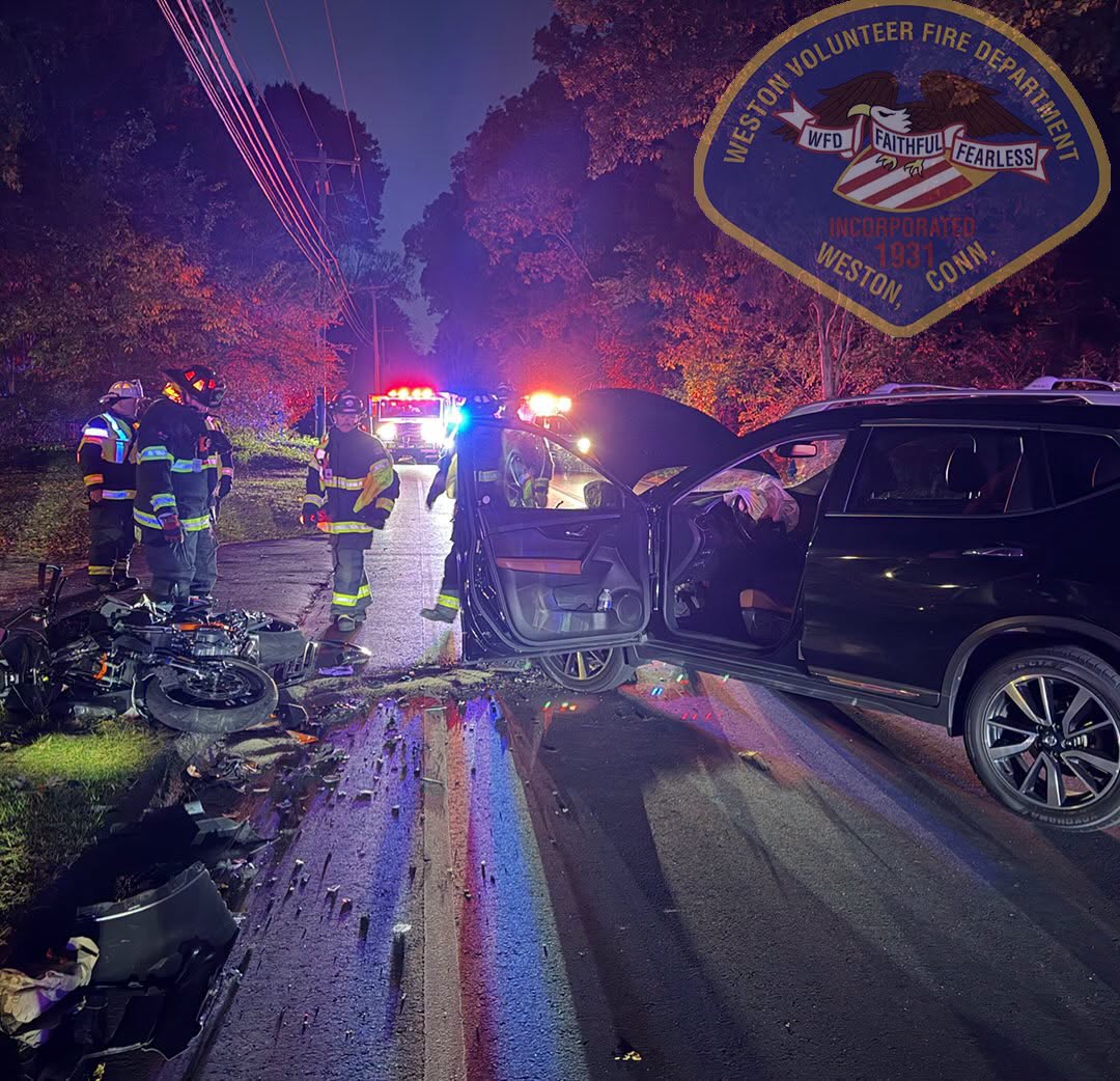 The crash occurred on Weston Road near Squires Lane Thursday evening, the fire department said.
