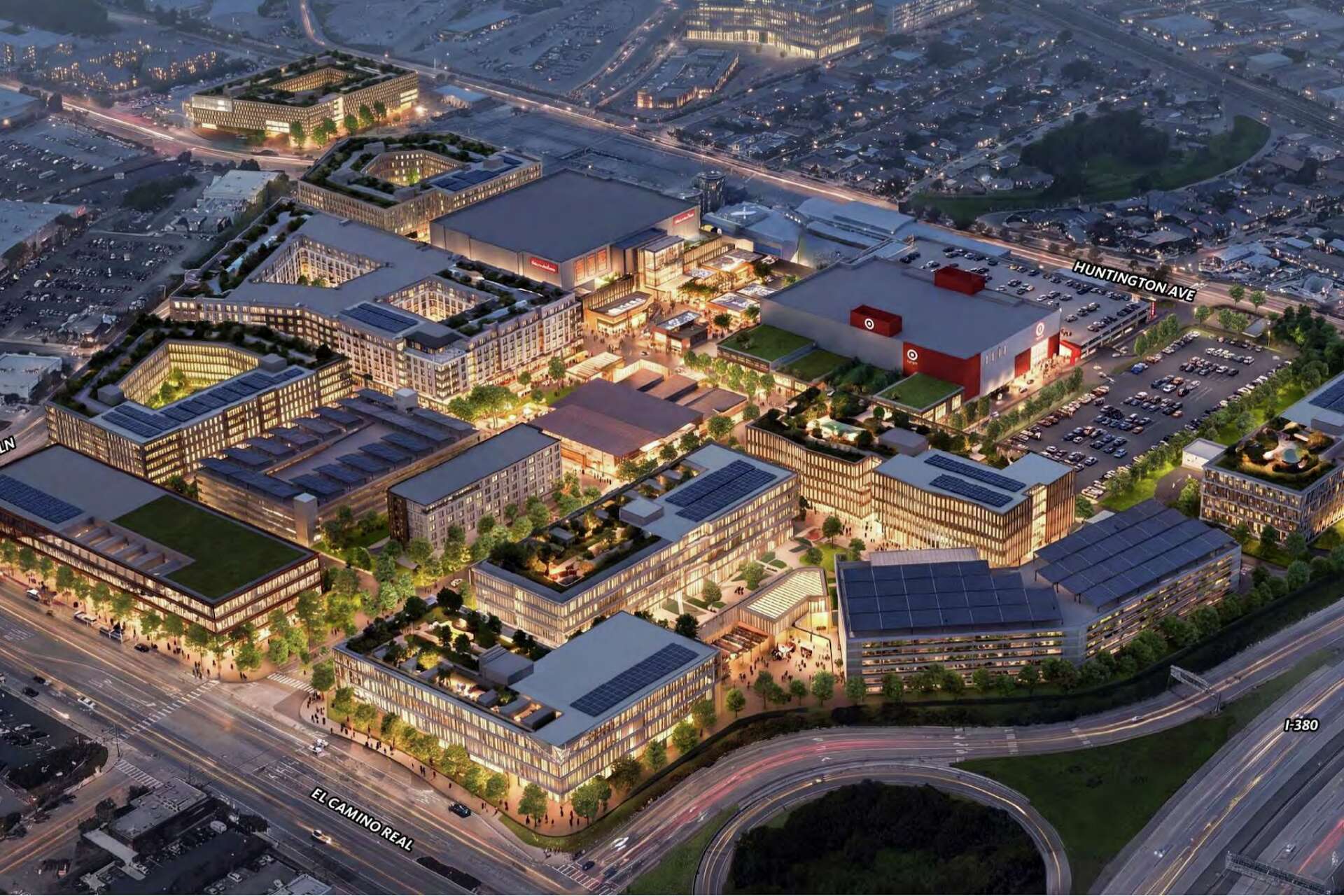 A rendering of a proposed revamp of the Tanforan mall in San Bruno, Calif.