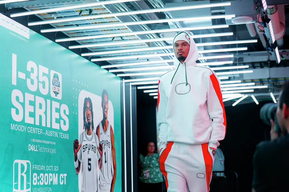 San Antonio Spurs forward Victor Wembanyama walks into the Moody Center in Austin, Friday, Oct. 23, 2026, before an NBA game against the Houston Rockets.