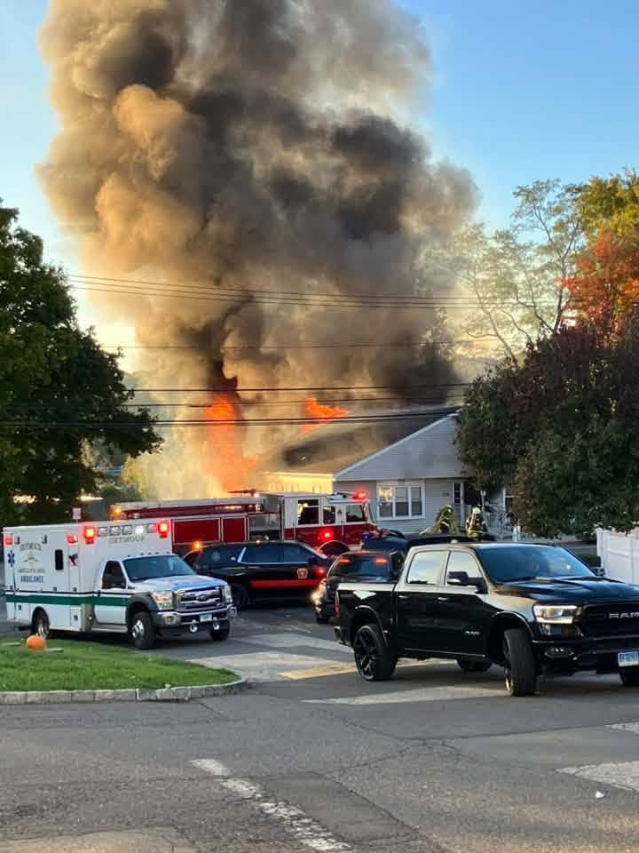 Rear porches collapse as firefighters battle intense Derby fire, officials say