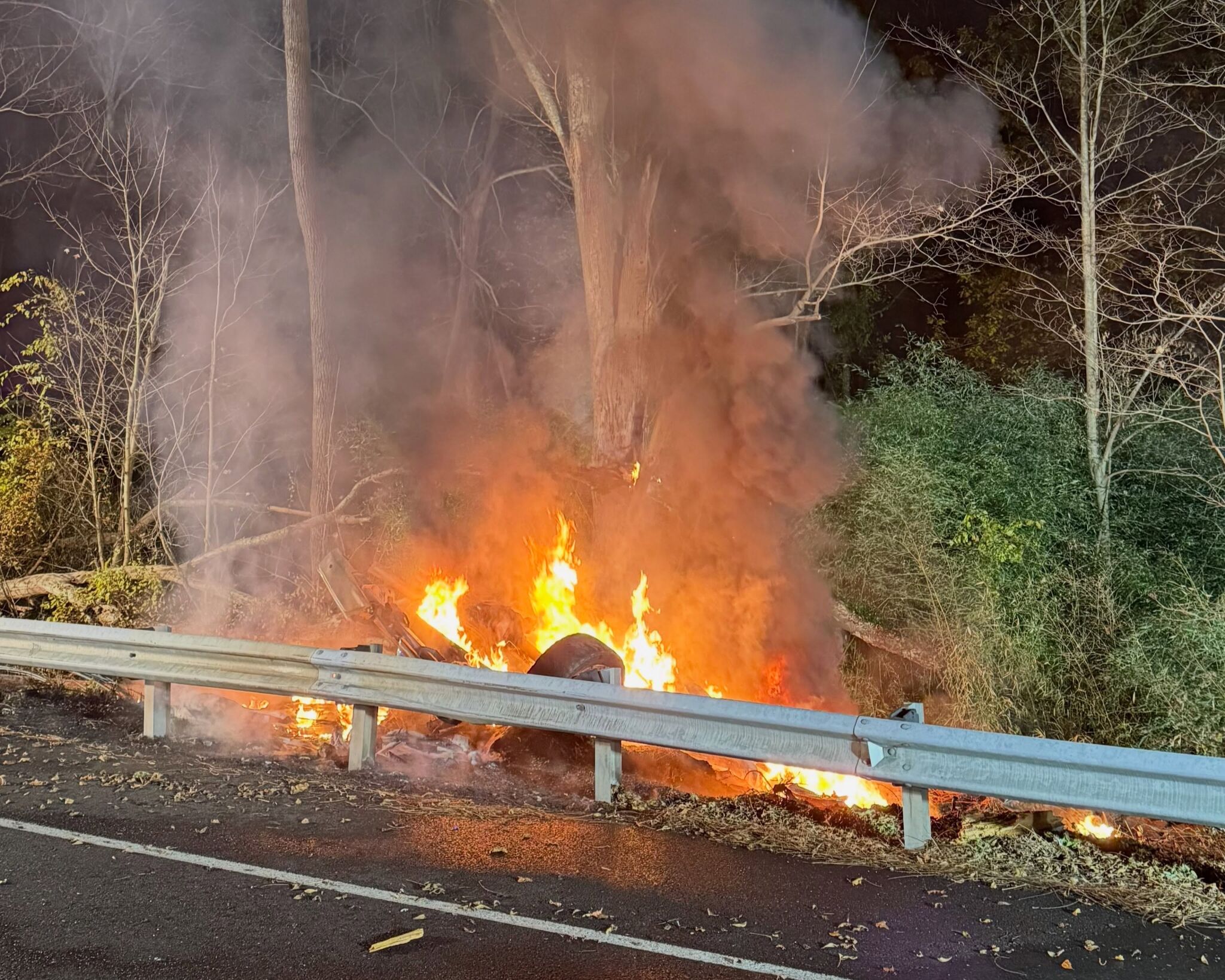 No injuries reported in Newtown crash after car flips over and catches fire, police say