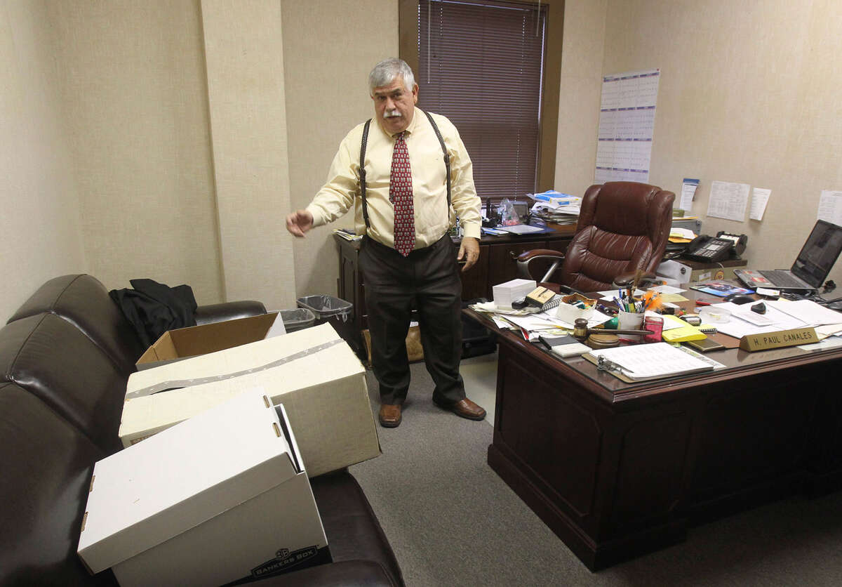 County Court-at-Law No. 2 Judge Paul Canales is in the process of packing boxes in his office at the Bexar courthouse. Canales, a Democrat, lost during the election and will be replaced by Republican Jason Wolff.
