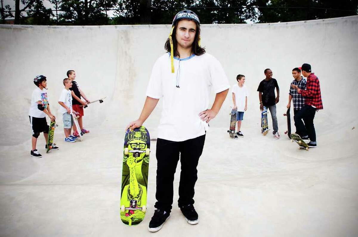 Jesse Rand, 18, a Stamford High School senior who has dual citizenship in the United States and Israel, at Scalzi skate park. “America? What it means to me is a place I can go where opportunity is everywhere and freedom is abundant. A place where the ‘brave can be brave and the free can be free.’ ” kathleen o’rourke/Staff Photographer