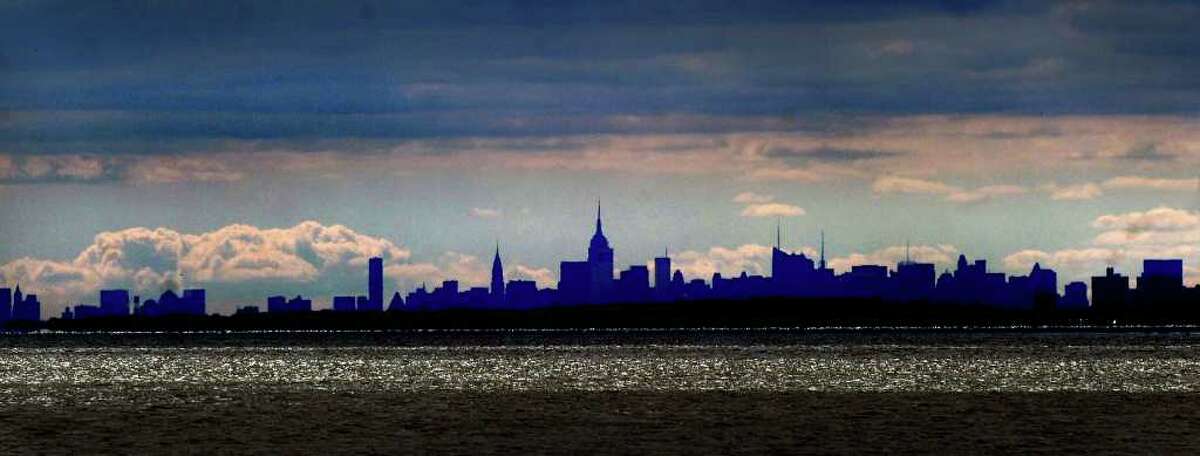 The Manhattan skyline as seen from the western side of Greenwich Point, Friday afternoon, Sept. 17, 2010. 9/22/10 GT photo = Greenwich Scene. by Bob Luckey