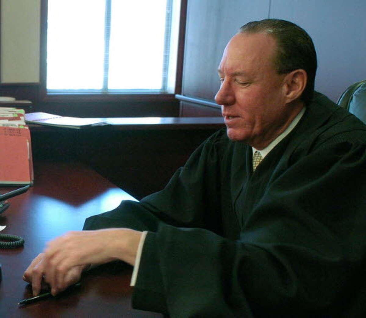 Albany County Family Court Judge Gerard Maney in his courtroom on Monday, March 6, 2006. (Paul Buckowski / Times Union)