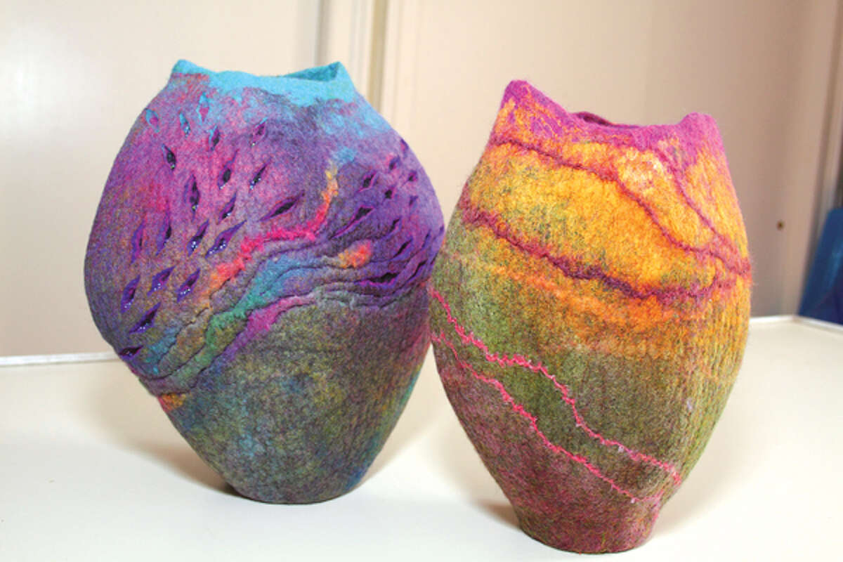 Rensselaerville-based felt artist Sharon Costello has fashioned everything from throw pillows to curtains with fibers ranging from yak hair to cat fur. Lamps are her latest fascination. (Nancy Bruno/Life@Home) Click here to read the story.