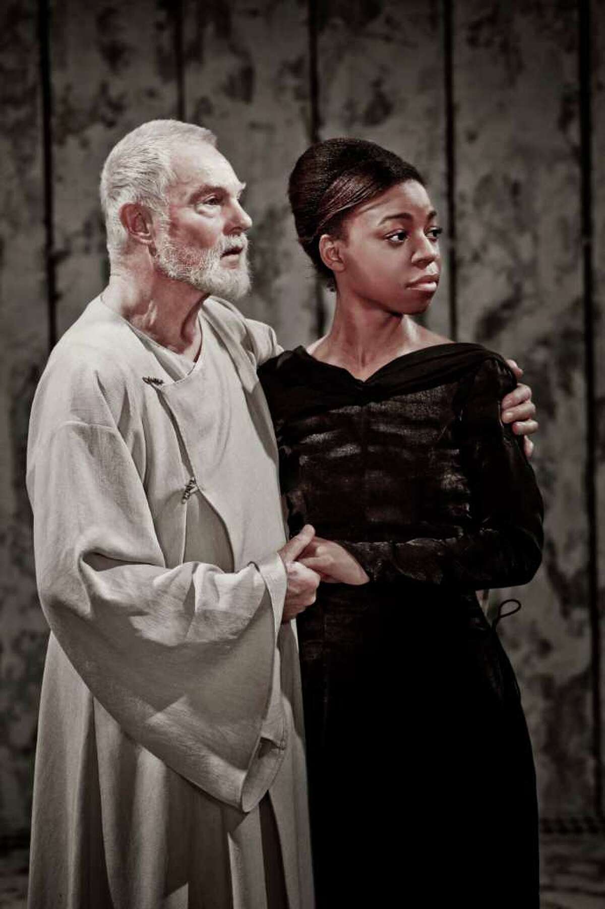 Derek Jacobi and Pippa Bennett in a scene from the Donmar Warehouse production of "King Lear" that will be transmitted from London to Fairfield University's Quick Center on Thursday Feb. 3, with an encore on Friday Feb. 11.