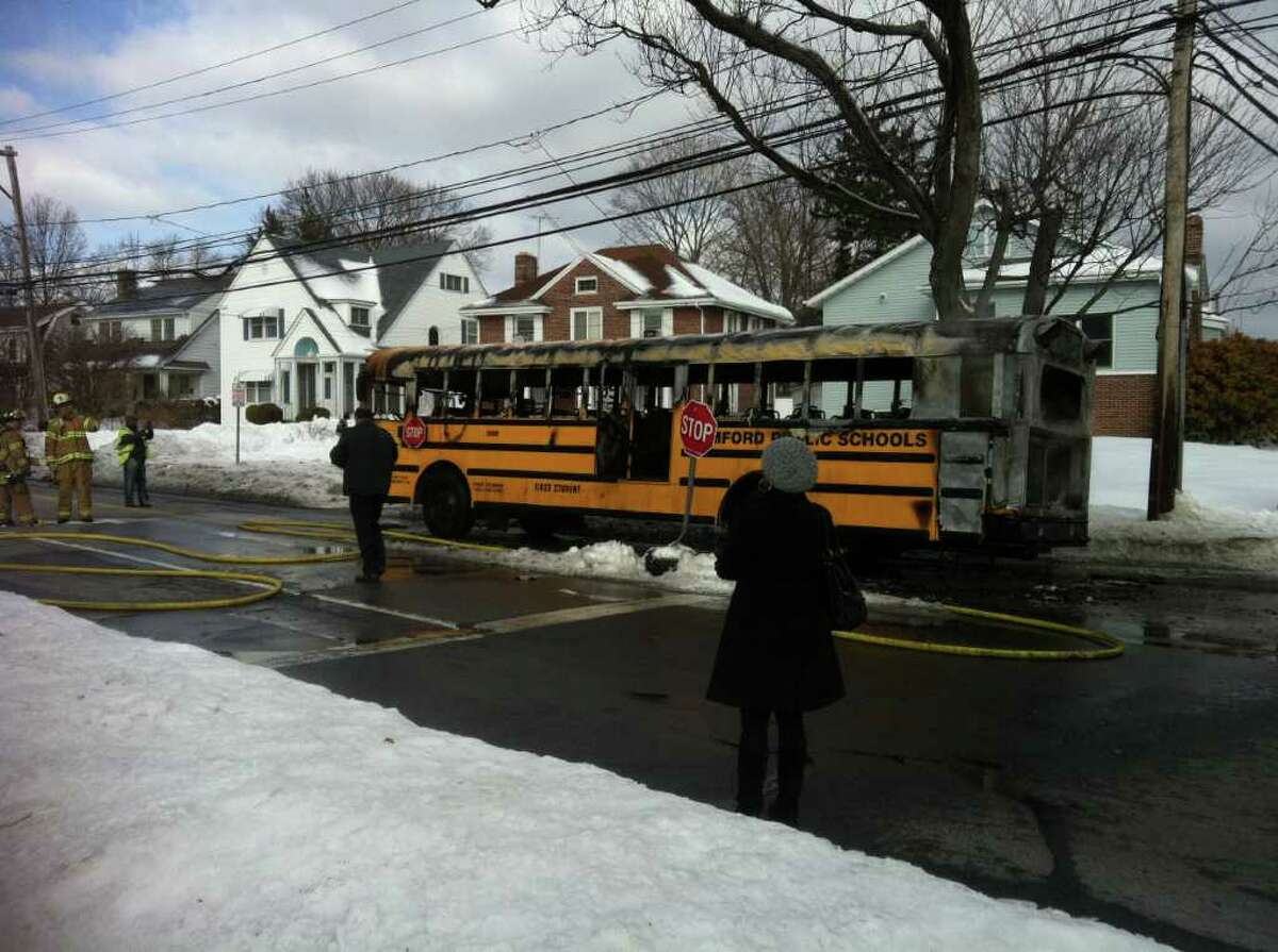 Stamford school bus erupts into flames