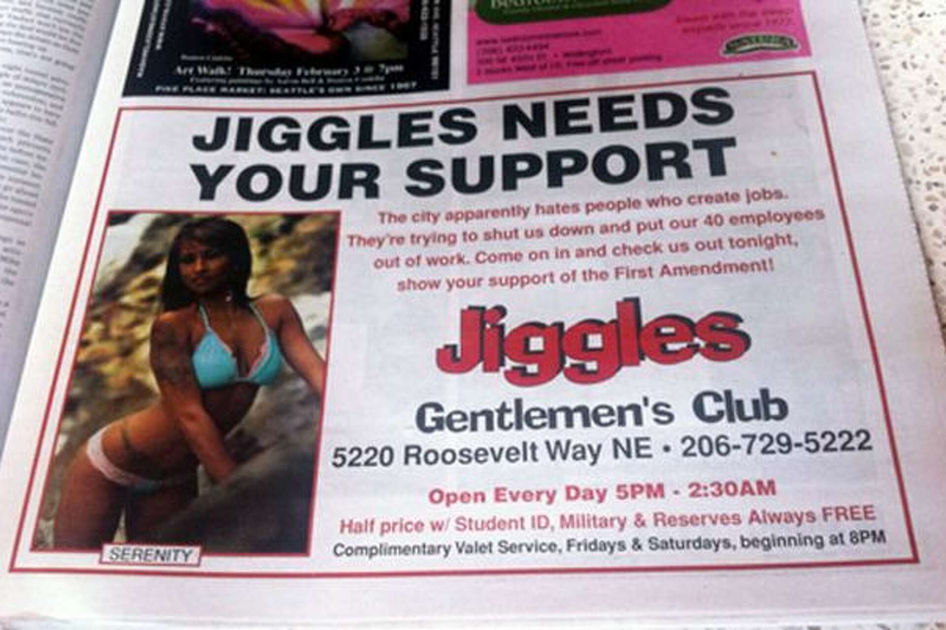 Jiggles strip club goes after city in advertisement