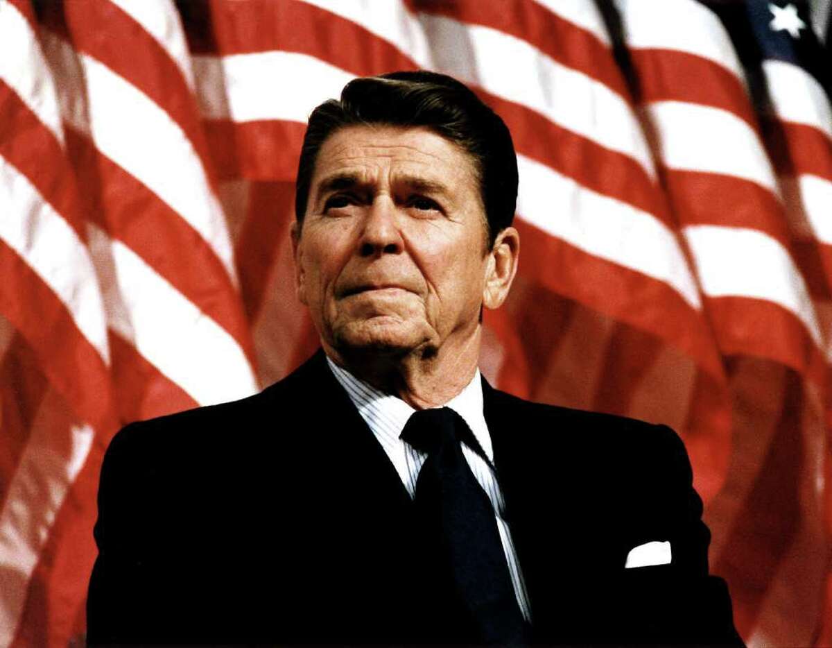 UNDATED: (FILE PHOTO) Former U.S. President Ronald Reagan speaks at a rally for Senator Durenberger February 8, 1982. Reagan turns 92 on February 6, 2003. (Photo by Michael Evans/The White House/Getty Images)