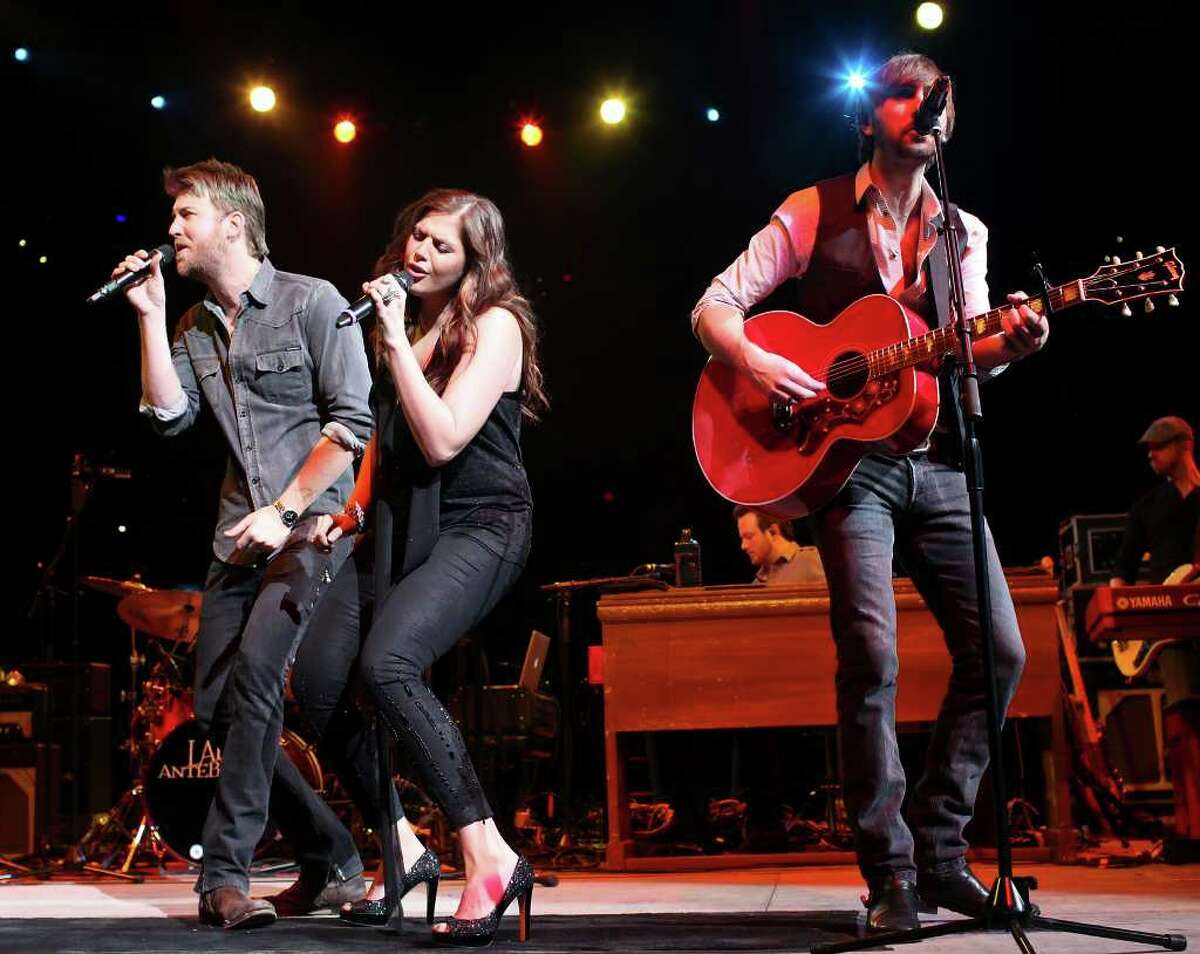 Lady Antebellum's Charles Kelley (from left), Hillary Scott, and Dave Haywood perform Saturday Feb. 5, 2011 during the San Antonio Stock Show & Rodeo at the AT&T Center. (PHOTO BY EDWARD A. ORNELAS/eaornelas@express-news.net)