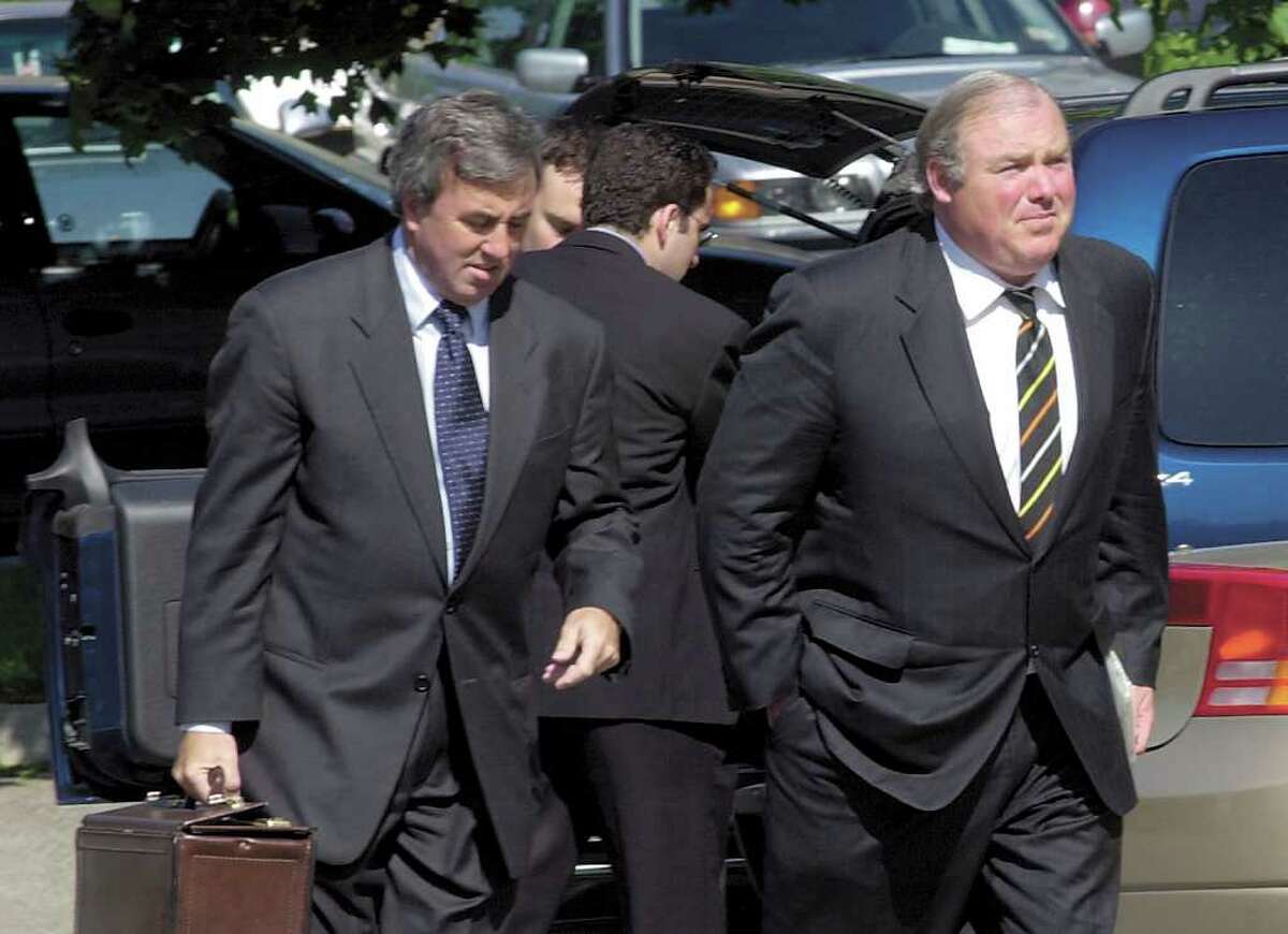 In this May 2002 file photo, Michael Skakel, right, enters the Norwalk Superior Court with his lawyer, Michael Sherman,.