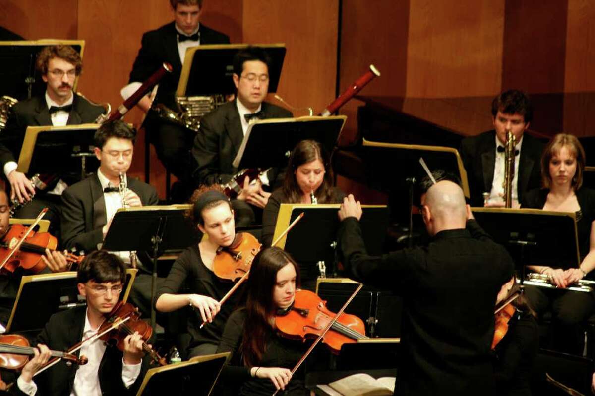 Michael Adelson conducts the Purchase Symphony Orchestra. The orchestra will perform works by Beethoven, Respighi and Martinuz at 8 p.m., Feb. 18, at Purchase College's Performing Arts Center in Purchase, N.Y.