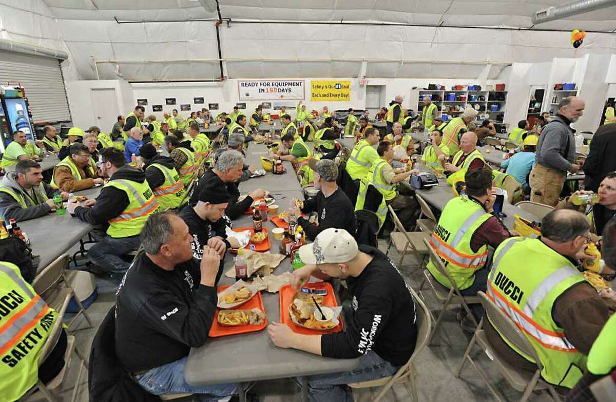 Inside The Foundry, at Globalfoundries in Malta, NY, during lunch time on February 15, 2011. Angelo Mazzone Catering is celebrating the one-year anniversary of The Foundry, the on-site dining dome at GlobalFoundries. It feeds 1,000 meals a day. (Lori Van Buren / Times Union)