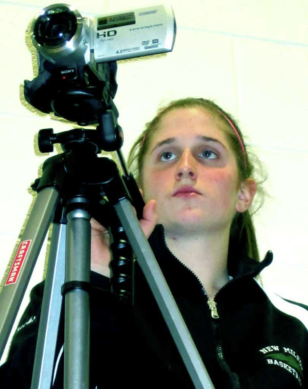SPECTRUM/Videoing New Milford High School girls' basketball vs. Joel Barlow, Feb. 11, 2011 at NMHS.