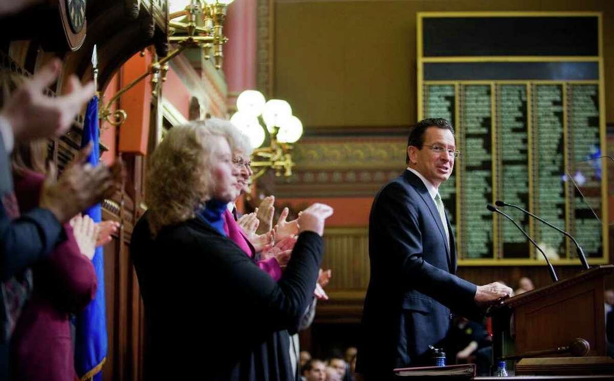 Governor Dannel P. Malloy presents his budget address to a joint session of the General Assembly in Hartford, Conn. on Wednesday, Feb. 16, 2011.