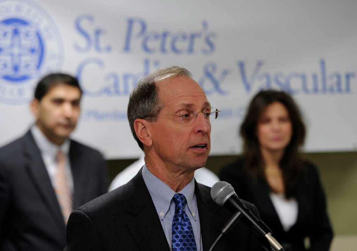 St. Peter's Hospital CEO and President Steven Boyle announces the cardiac and vascular center at St. Peter's Hospital in Albany, on March 7, 2011. (Skip Dickstein/Times Union)