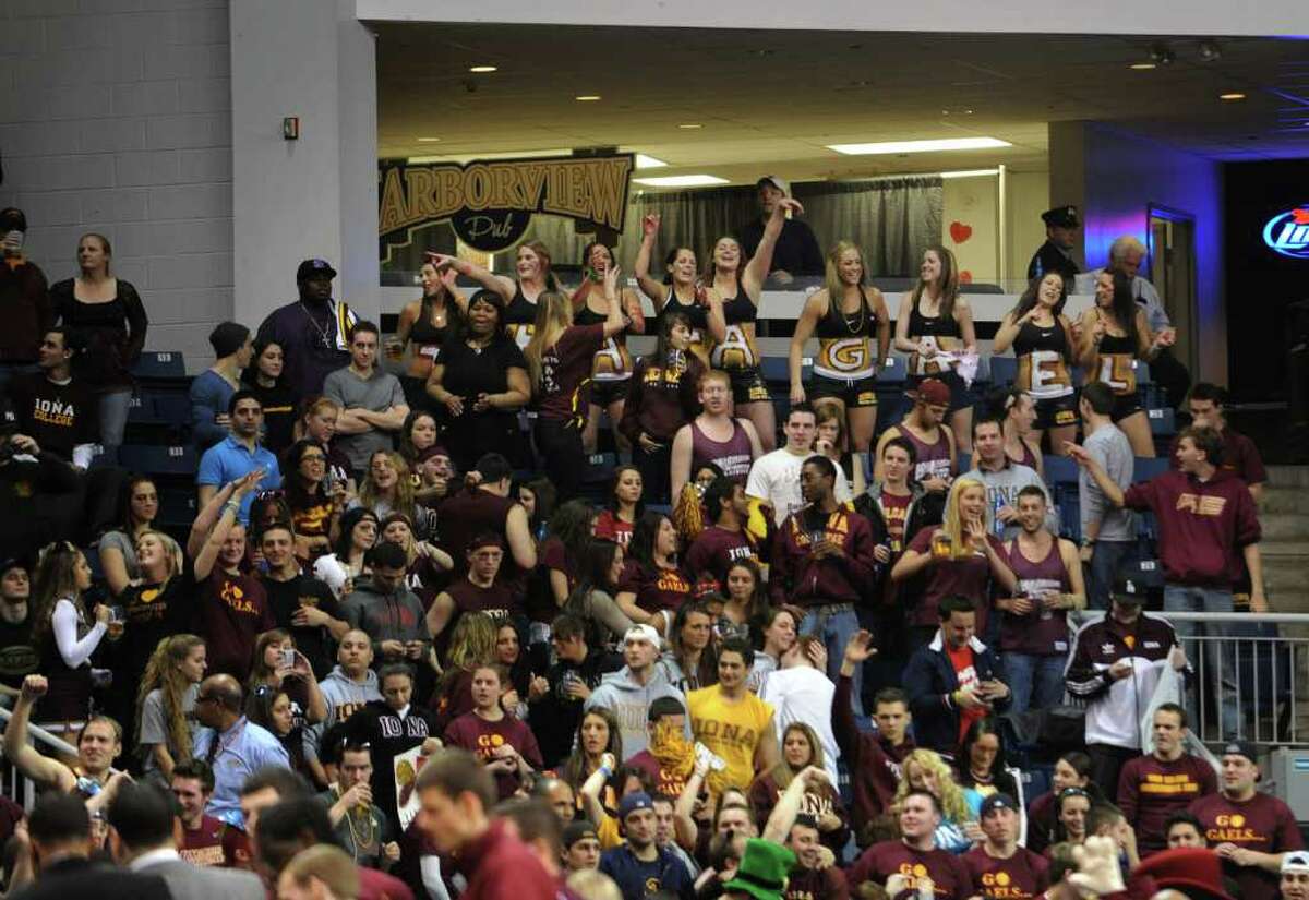 The Iona student section at the MAAC championship game at the Webster Bank Arena at Harbor Yard in Bridgeport on Monday, March 7, 2011.