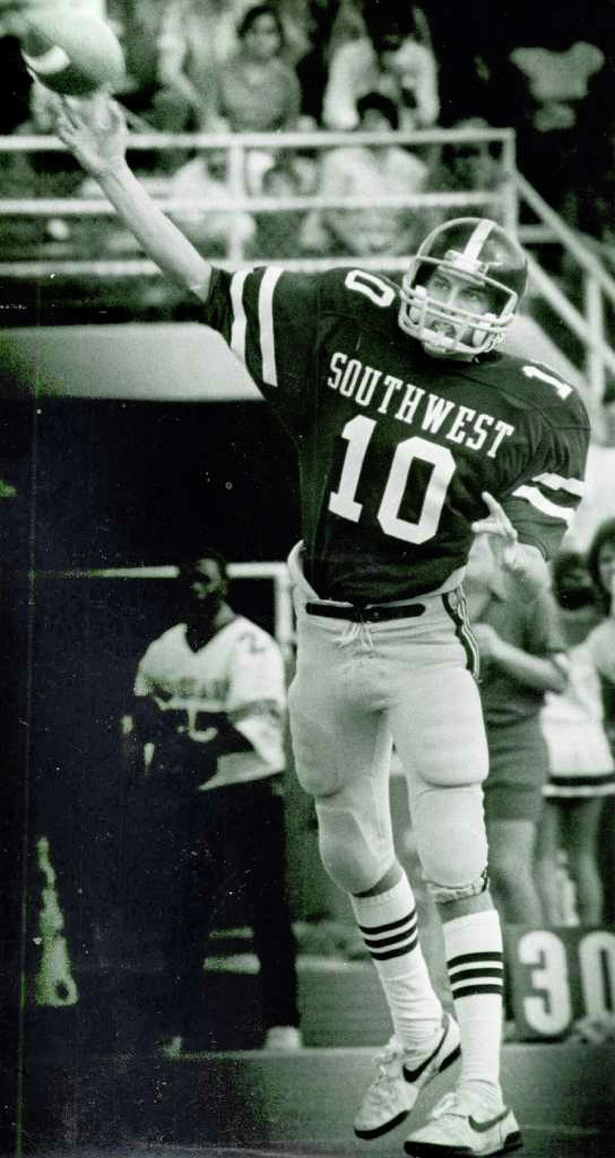 Ty Detmer photographed in high school days at Southwest High School in San Antonio, TX. San Antonio Express-News File Photo
