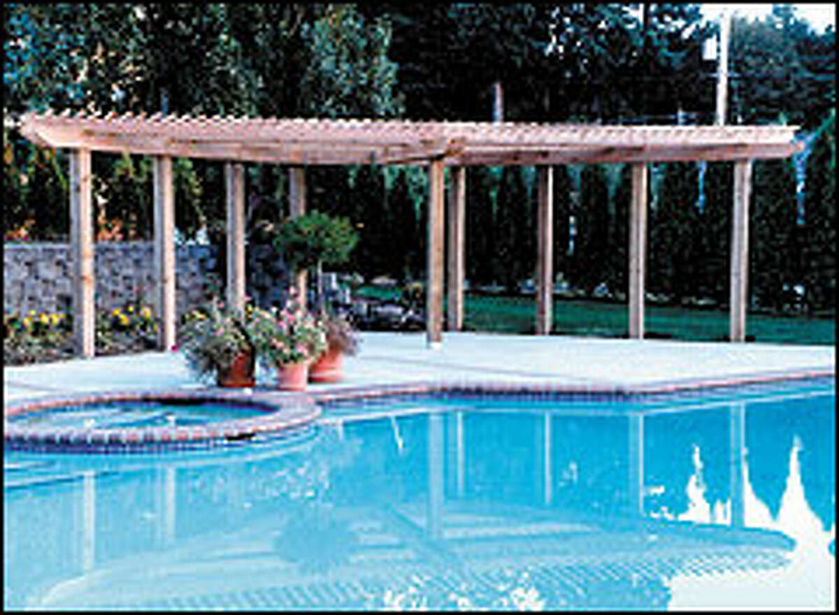This poolside arbor is one of four arbors in a residential project near Olympia.