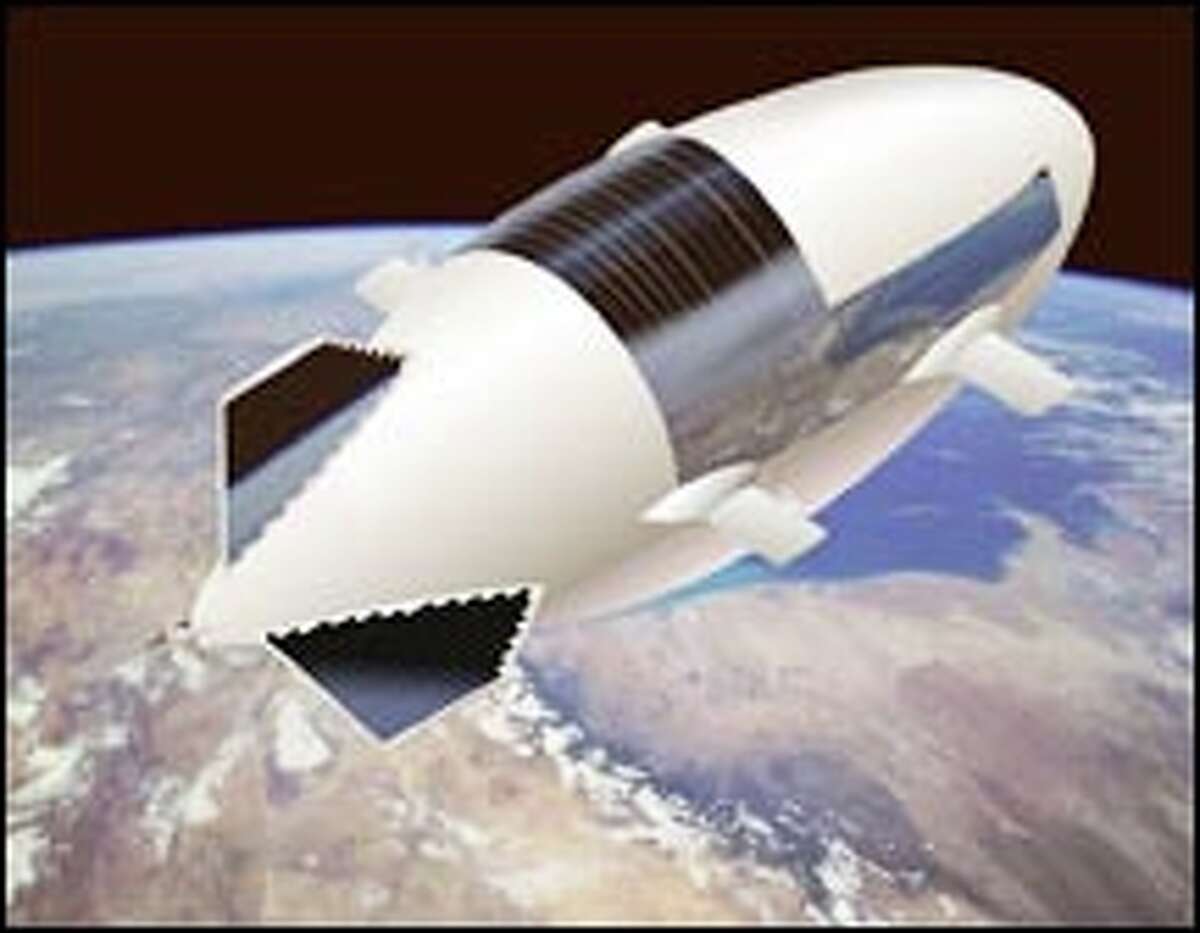 An artist's concept of a Lockheed Martin high-altitude airship. The new airships will be high-tech weapons in the war on terror.