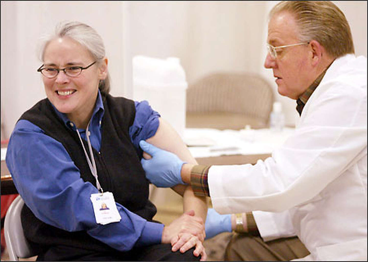 Local health workers get smallpox shots