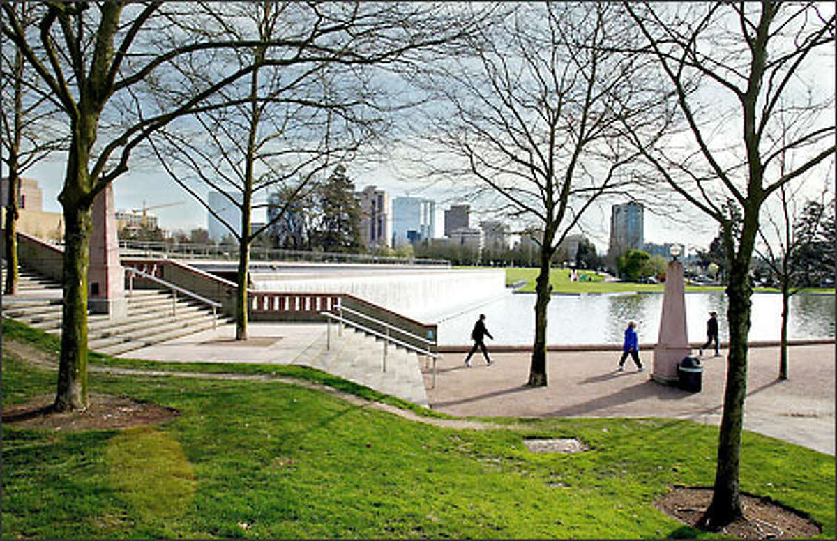 Bellevue's Downtown Park offers a nice view of the changing skyline. Bellevue celebrates its 50th birthday this weekend.