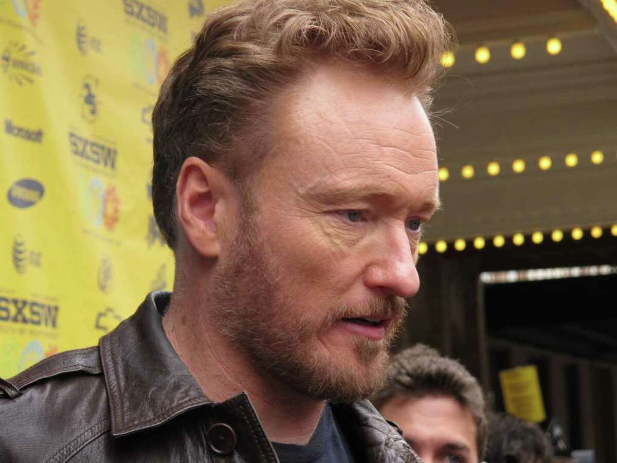 Conan O’Brien speaks at the South by Southwest premiere of the documentary “Conan O’Brien Can’t Stop.”