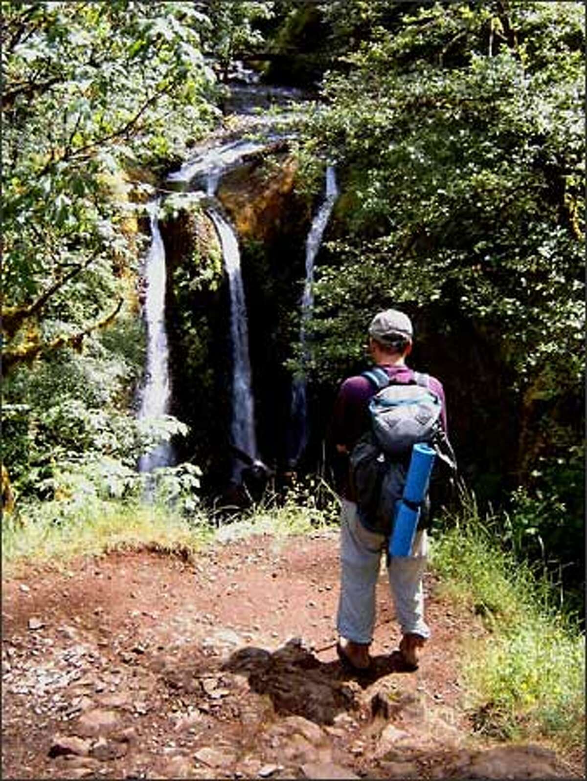 For hikers who have the time and energy, turning left at the Oneonta Trail junction and climbing an easy mile yields a knockout view of Triple Falls.