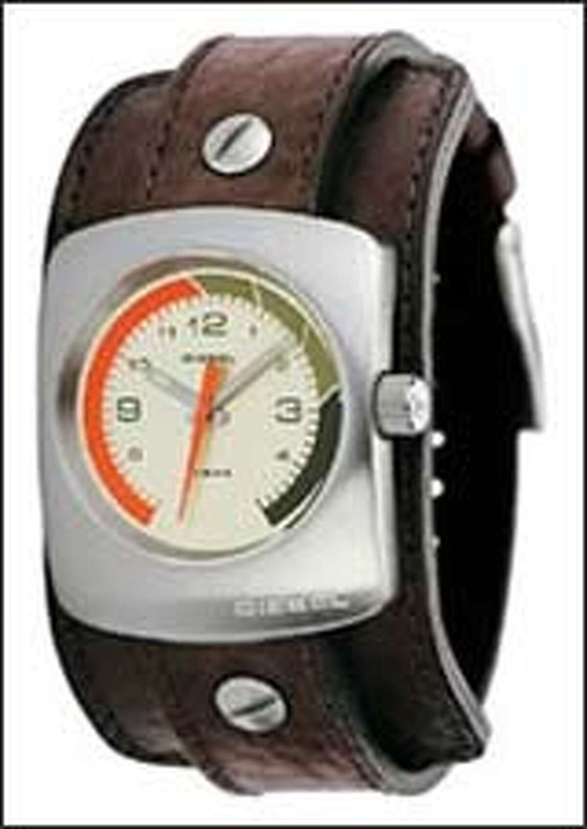 Watches are real attention-grabbers these days. This cuff watch is made by Diesel and costs $85.