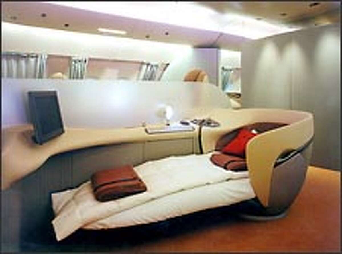Airlines flying the A380 are likely to offer luxury features in first class. This is an Airbus concept of first-class seating.