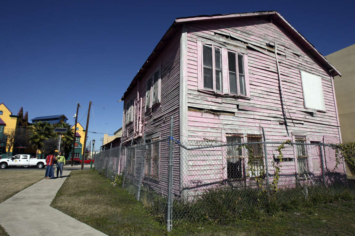 The "pink building," at 1312 Guadalupe St. on the West Side, is on the road to being deemed historically significant. 