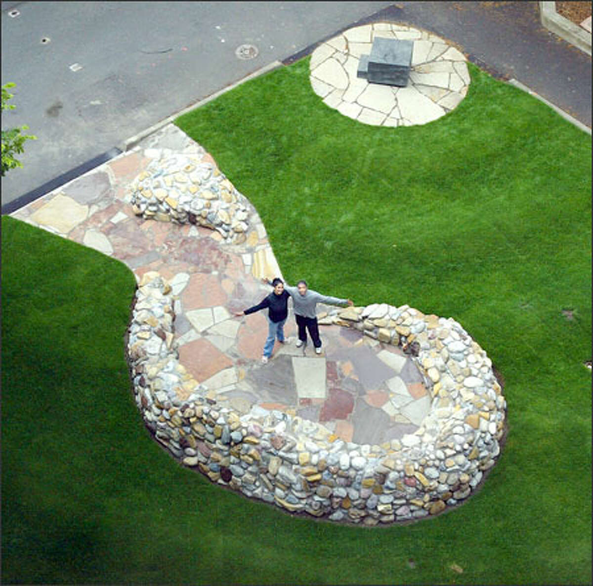 An aerial view highlights the ear shape in Sumona Das Gupta and Jaebadiah Gardner's "Blocked Out." Hear Gardner talk about public reaction to the sculpture.