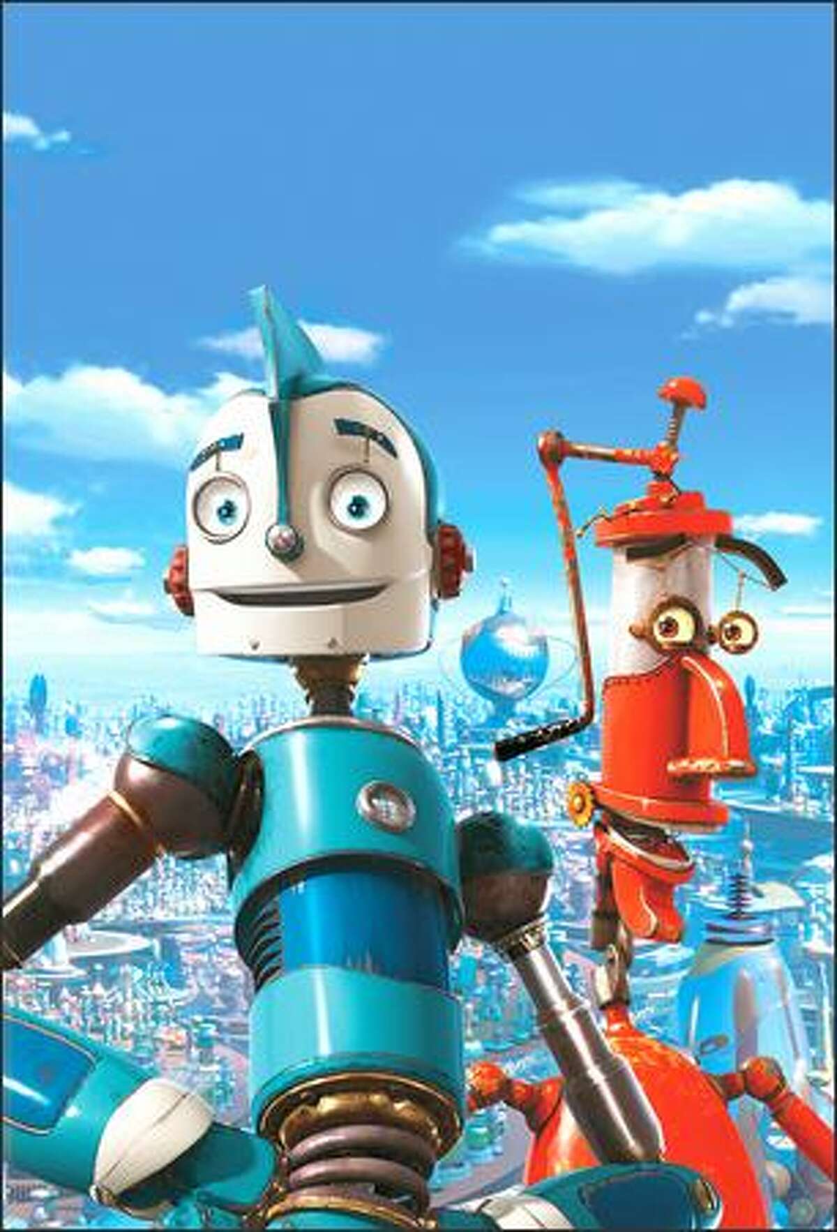 "Robots" is a CGI comedy-adventure set in Robot City, a world inhabited entirely by mechanical creatures. Our hero, young inventor Rodney Copperbottom (voiced by Ewan McGregor, front) dreams of improving life for robots everywhere. His friend Fender (voiced by Robin Williams), meanwhile, is just focused on improving himself with whatever spare parts he can scrounge up.