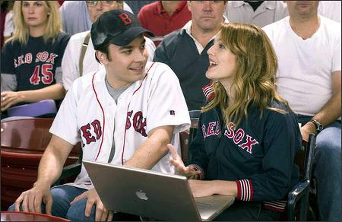 Lindsey (Drew Barrymore) tries to juggle work and "fun" while attending a Red Sox game with boyfriend Ben (Jimmy Fallon).