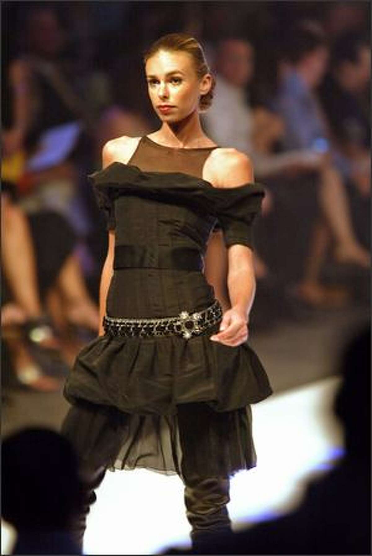 CHANEL COLLECTION: Black faille dress.