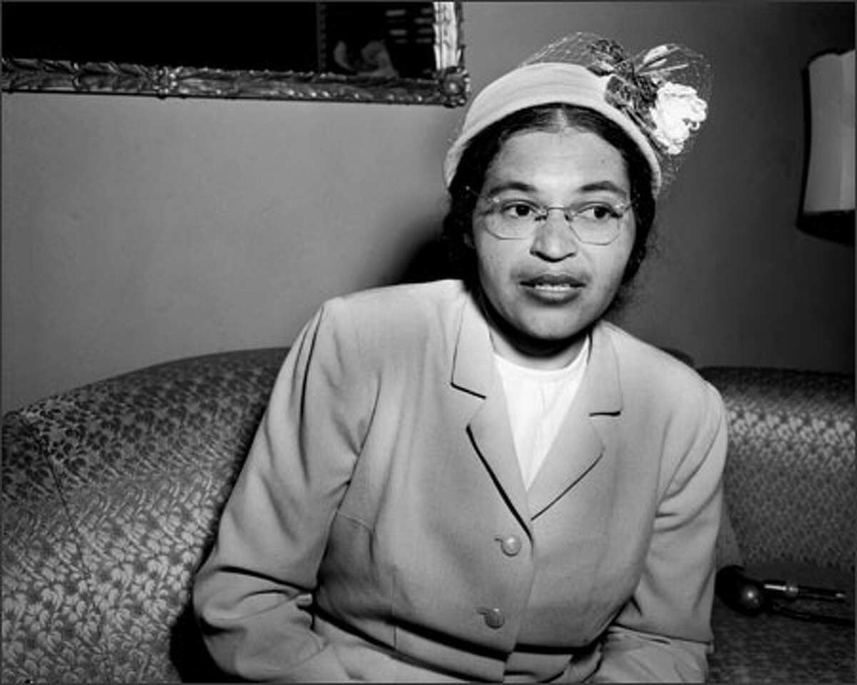 On December 1, 1955, Rosa Parks had risked the wrath of a racist bus driver in Montgomery, Alabama. She refused to move to the back of his bus to make space for white riders, breaking one of the city’s segregation laws. Parks was arrested, and fined $14, but appealed this decision all the way to the United States Supreme Court, which ruled in her favor on November 13, 1956. She made a brief visit to Seattle in March of 1956.