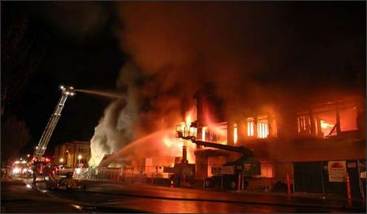 An early morning fire destroyed a nearly completed condominium/retail development in downtown Edmonds.