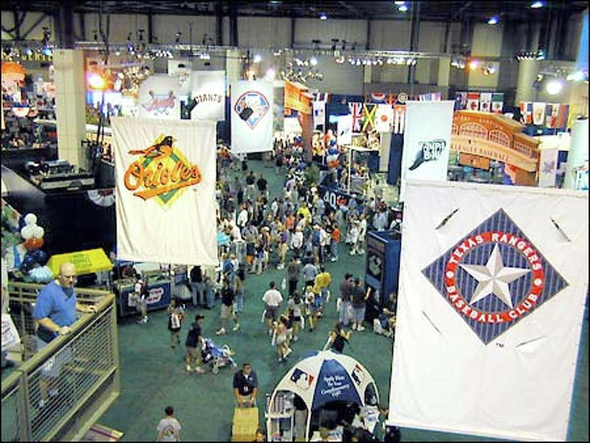An expansive view of the FanFest grounds as seen from the upper level of the Stadium Exhibition Center.