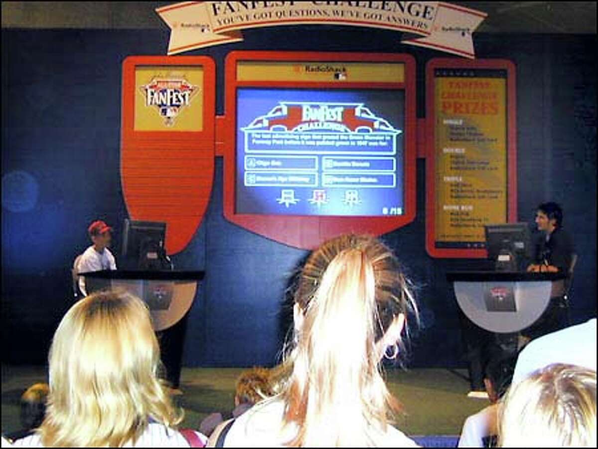 One of the most popular attractions was a version of the TV game show "Who Wants to Be a Millionaire," based on baseball trivia questions. Sponsored by Radio Shack, the event reproduced the TV series' flashy graphics and "lifelines," including a simulated "phone a friend," where contestants could appeal to a specific member of the live audience for help.