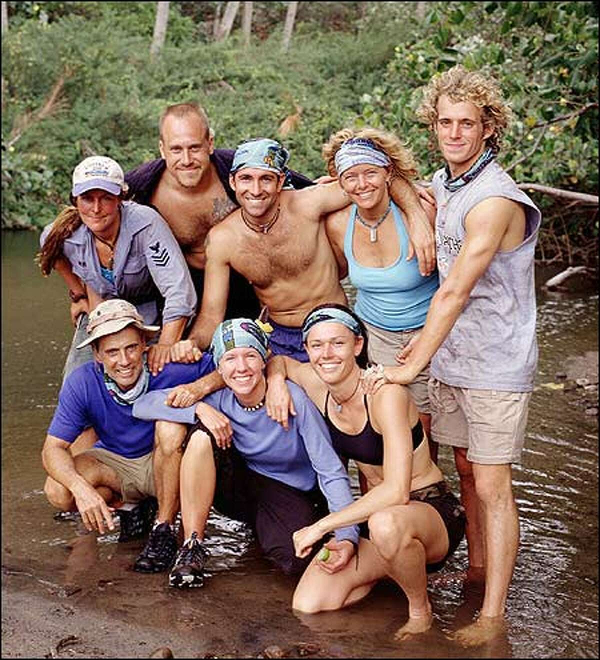 The Rotu tribe. Front row, from left, Paschal English, Neleh Dennis and Tammy Leitner. Standing, from left: Zoe Zanidakis, Robert De Canio, John Carroll, Kathy Vavrick-O'Brien and Gabriel Cade.