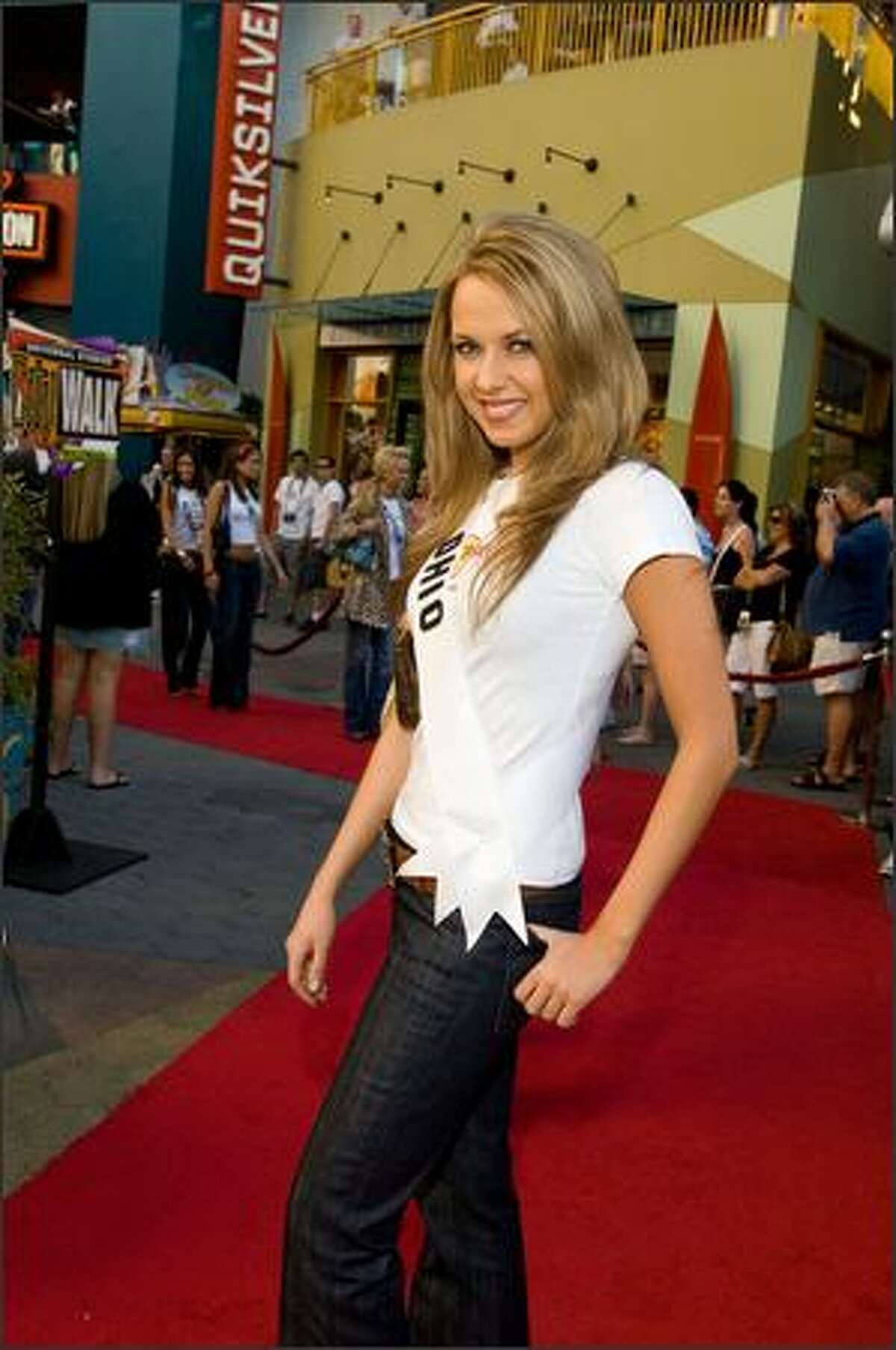 Anna Melomud, Miss Ohio USA 2007, walks the red carpet at the Hard Rock Cafe.
