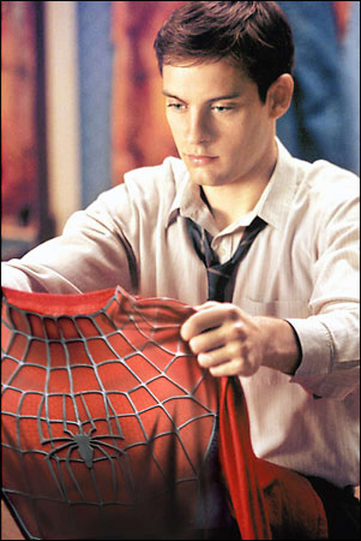 "With great power there must also come great responsibility," as Peter Parker (Tobey Maguire) learns.
