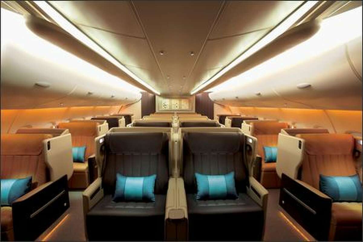 Business class cabin on Singapore Airlines 777-300ER.(Singapore Airlines photo)