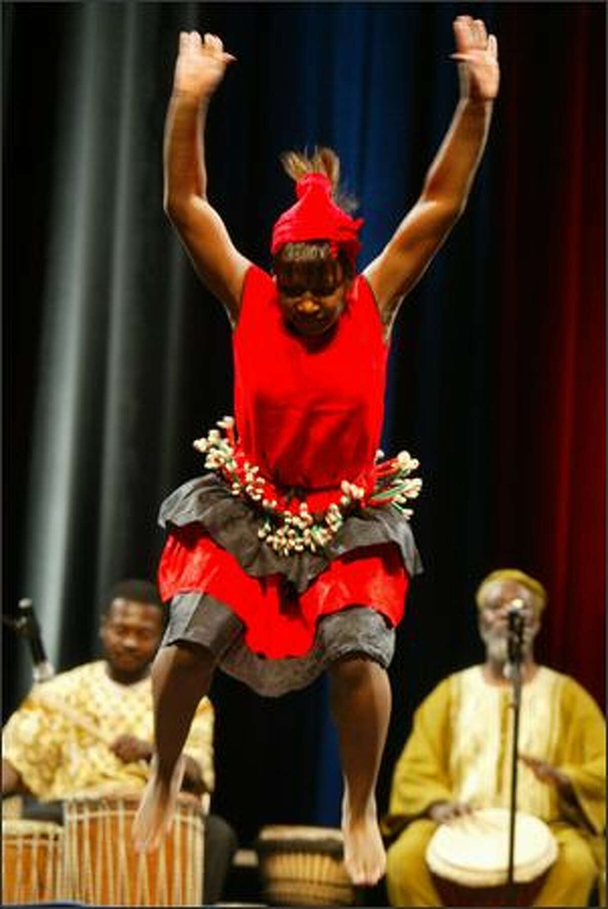 A Seattle African dance group performed before Senator Barack Obama's speech at the WAMU Theater.